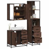 VidaXL Set mobilier de baie, 3 piese, stejar maro, lemn prelucrat