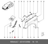 Suport aripa fata Renault Megane, 03.2016-, montare fata, stanga, metal, B-Series, 631413398R