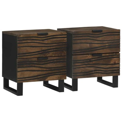 vidaXL Dulap de noapte cu sertar 2 pcs castan 40 x 33 x 46 cm 4018007 foto