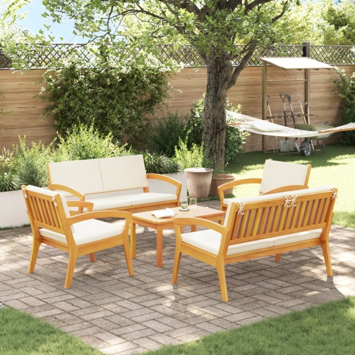 vidaXL Set Bistro 5 Piese cu Perne - Lemn Solid de Acacia
