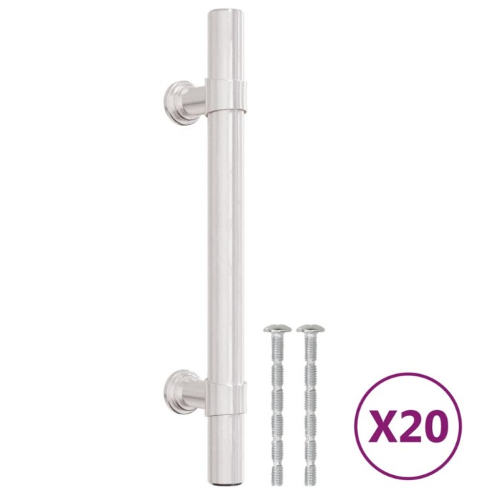 Manere de dulap, 20 buc., argintiu, 96 mm, otel inoxidabil