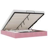 Cumpara ieftin Cadru pat otoman fara saltea roz 200x200 cm catifea