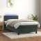 vidaXL Pat continental cu saltea și LED verde &icirc;nchis 80x200 cm catifea 3134492