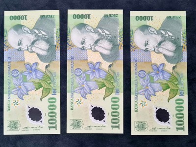 3 bancnote UNC si consecutive 10.000lei din 2000 foto