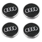 Set 4 Capace Janta Audi, 60mm, Negru/Crom - Compatibil Toate Modelele Audi - Material ABS Durabil, Rezistent UV