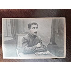 Fotografie tanar militar, pe carton. sfarsit de secoș XIX