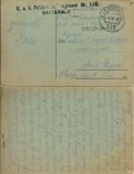 CP1776N Levelező-lap, carte poștală circulată Arad, 1918, Feldpost 529, ștampilă Feldartillerieregiment 110