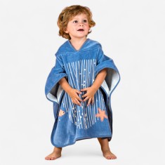Poncho de baie bumbac Imprimeu Balenă Albastru Bebe/Copii