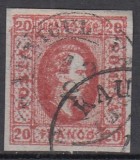 ROMANIA 1865 LP 17 ALEXANDRU IOAN CUZA EFIGIA DOMNITORULUI IN OVAL 20 PARALE ROSU STAMPILAT