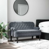 vidaXL Banchetă cu spătar, gri &icirc;nchis, 119,5x64,5x75 cm, catifea