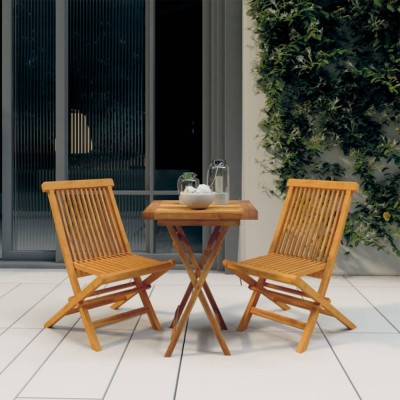vidaXL Set mobilier de grădină, 3 piese, lemn masiv de tec foto