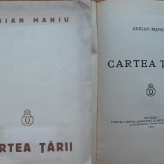 Adrian Maniu , Cartea tarii , Versuri , prima editie , 1934 , tiraj special