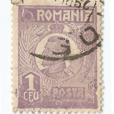 *Romania, LP 72/1929, Ferdinand - uzuale, 1 leu violet, eroare 5, oblit.