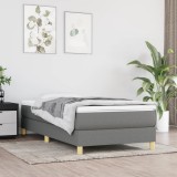 VidaXL Pat box spring cu saltea, gri &icirc;nchis, 90x190 cm, textil