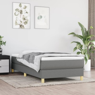 vidaXL Cadru de pat box spring, gri &amp;icirc;nchis, 90x190 cm, textil foto