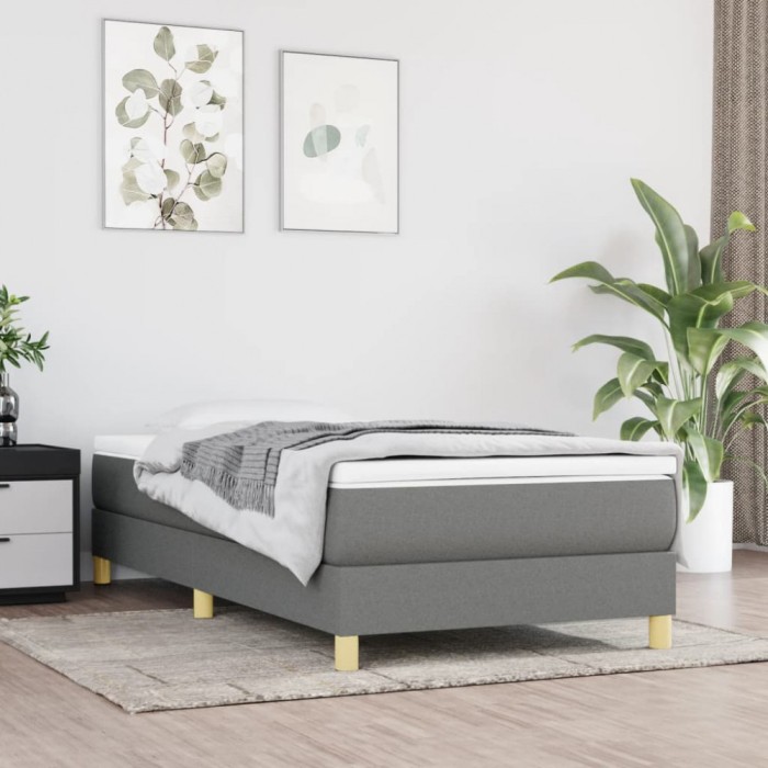 vidaXL Cadru de pat box spring, gri &icirc;nchis, 90x190 cm, textil