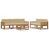 vidaXL Set de canapele de exterior cu pernă 6 pcs Natural și Bej 3382351