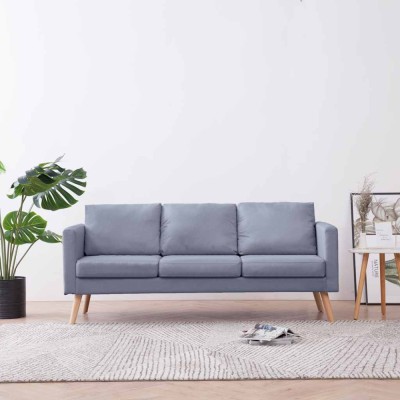 vidaXL Canapea cu 3 locuri, material textil, gri deschis 242219 foto