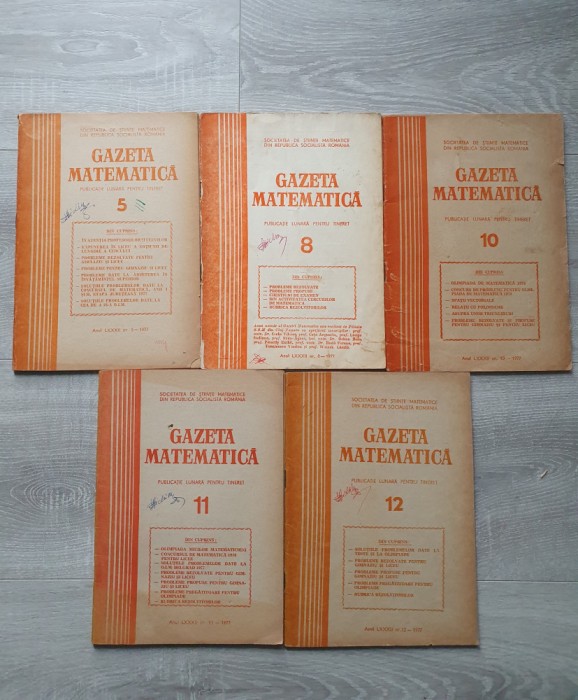 GAZETA MATEMATICA 1977 Nr. 5, 8, 10, 11, 12