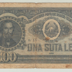 ROMANIA - 100 LEI 1952 , RPR , serie n16 / 906655 , B1.102