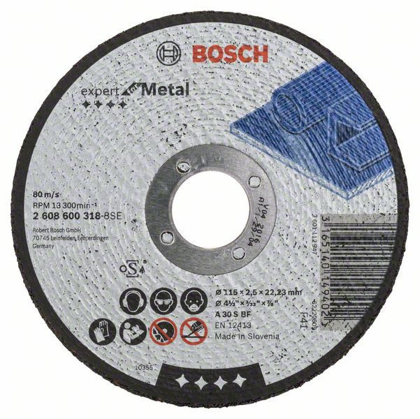 Disc de taiere drept Expert for Metal A 30 S BF, 115mm, 2.5mm Bosch