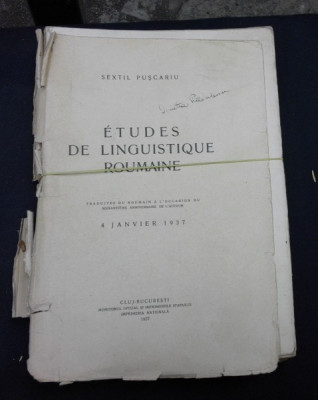 ETUDES DE LINGUISTIQUE ROUMAINE - SEXTIL PUSCARIU (EDITIE IN LIMBA FRANCEZA) foto