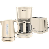 Pachet filtru de cafea , prajitor de paine si cana electrica Studio Casa, Duchess Ivory, 870 W, 1.25 l, Carafa sticla