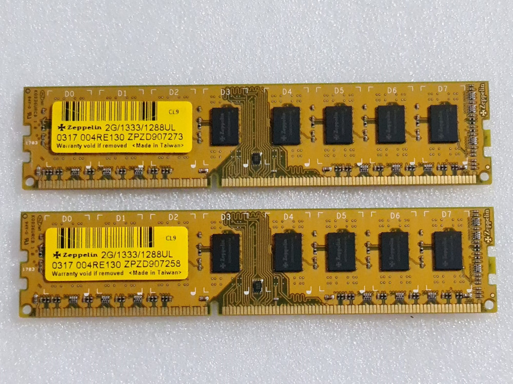 Memorie RAM desktop Zeppelin 2GB DDR3, 1333MHz CL9, Bulk - poze reale