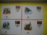 HOPCT PLIC FDC S NR 322 SET 4 FDC -FAUNA- ELEFANTI 1983 UGANDA -NECIRCULAT