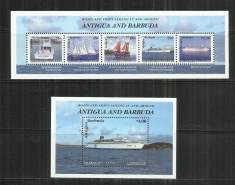 V 163 - VAPOARE, NAVE - ANTIGUA SI BARBUDA - BLOC + SERIE NESTAMPILATE, MNH foto