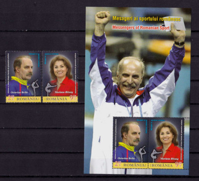 RO 2014 ,LP 2029 + a ,&amp;quot;Mesageri ai sportului romanesc &amp;quot;,serie+colita 594, MNH foto
