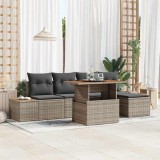 Cumpara ieftin Set de masă pentru grădină cu pernă 6 pcs Gri Maro Negru