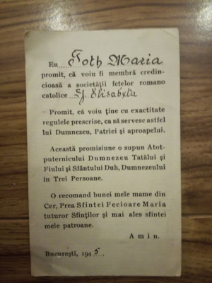 1945, Jurăm&amp;acirc;nt Societatea fetelor romano-catolice Sf. Elisabeta /Maria Toth foto