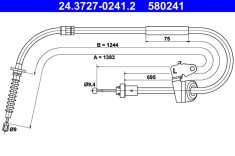 ATE 24.3727-0241.2 Cablu, frana de parcare