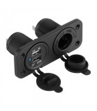 Mufa montaj auto pe panou incarcare 2x USB 3.1A(2A+1A) +1x Bricheta