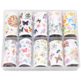 Cumpara ieftin Set Folii Transfer LUXORISE Flower Splash, 10 buc, LUXORISE Nail Art