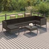vidaXL Set mobilier de grădină cu perne, 8 piese, gri, poliratan 3094414