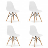 Cumpara ieftin Set 4 scaune stil scandinav, Artool, Osaka, PP, lemn, alb, 46x54x81 cm