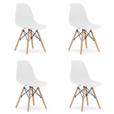 Set 4 scaune stil scandinav, Artool, Osaka, PP, lemn, alb, 46x54x81 cm foto