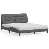 VidaXL Pat cu saltea, Hvar, gri, 160x200 cm, piele ecologică 3208734