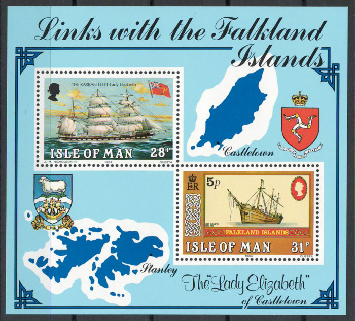 Isle of Man 1984 Mi 250/54 bl 7 - Legaturi istorice cu Insulele Falkland