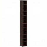 HOMCOM Set de 2 etajere coloane dulap de depozitare CD-DVD 12 compartimente 21 x 22,5 x 88,5 cm capacitate 204 CD-uri maro | Aosom Romania