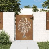 vidaXL Poartă de grădină 85x125 cm, oțel corten, design copac 153210