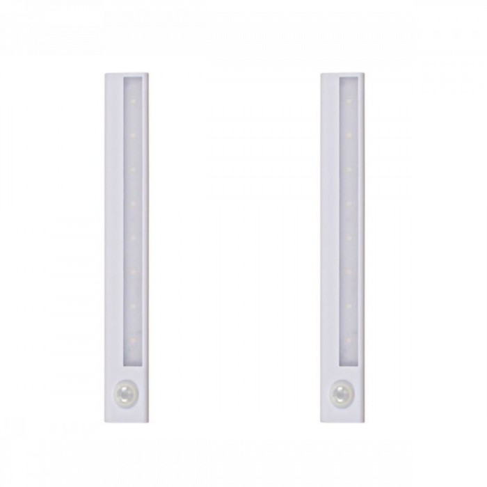 Set 2 bucati Lampa LED cu Senzor de Miscare, 23.5cm, se pot aplica pe orice tip de suprafata, fara fir, pentru dressing, dulap de bucatarie, baie, hol