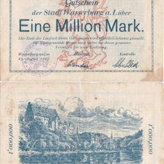 1923 (23 August), 1.000.000 Mark - Wasserburg am Inn (Bavaria, Germania)