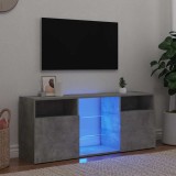 Comodă TV cu lumini LED, gri beton, 120x30x50 cm