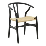 Cumpara ieftin Scaun Wishbone negru din lemn de fag si sfoara culoare naturala 53x55x76 cm