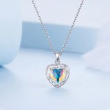 Colier cu pandantiv inimă strălucitoare din argint 925 pentru femei, bijuterii, Argintboutique
