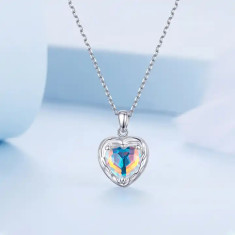 Colier cu pandantiv inimă strălucitoare din argint 925 pentru femei, bijuterii