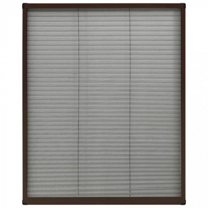 Plasă insecte plisse pentru ferestre, maro, 80x100 cm, aluminiu